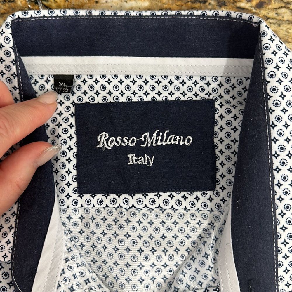 Rosso Milano Italy All Over Print Long Sleeve Dress Shirt Size XL - Picture 5 of 12